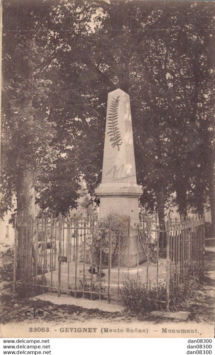 RARE  70 GEVIGNEY MONUMENT - Kriegerdenkmal