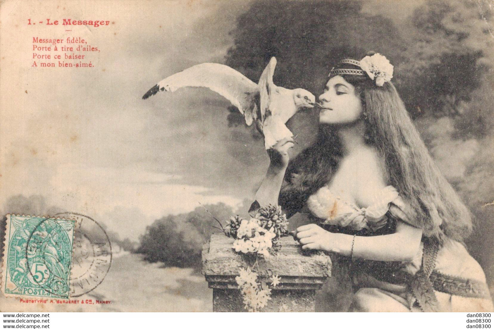 LE MESSAGER N°1 FEMME ET COLOMBE PHOTO BERGERET - Bergeret