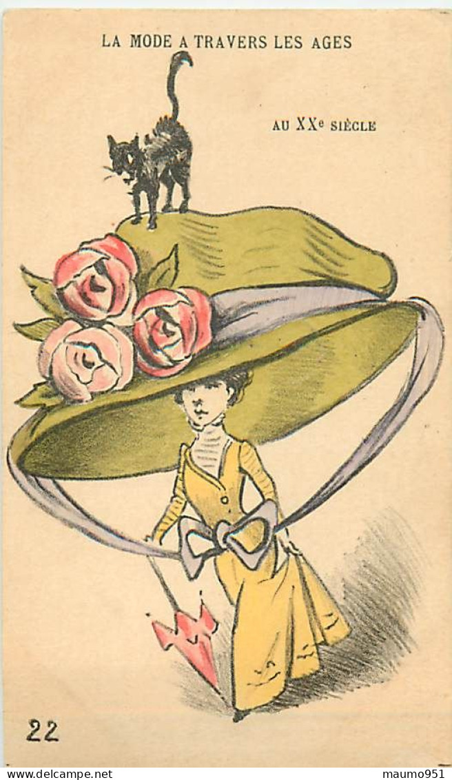 Femme Lady Girl Donna Fräu La Mode Au XX° Siècle Chapeau Hat Chat Noir Cat Black Illustrateur - Sager, Xavier