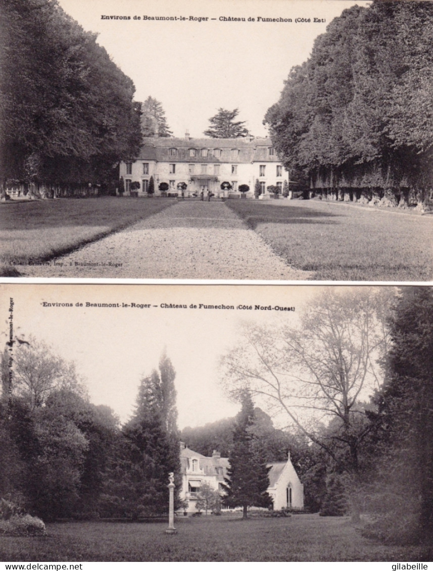 27 - Eure - BEAUMONT Le ROGER - Vue Du Chateau De Fumechon - LOT 2 CARTES - Beaumont-le-Roger