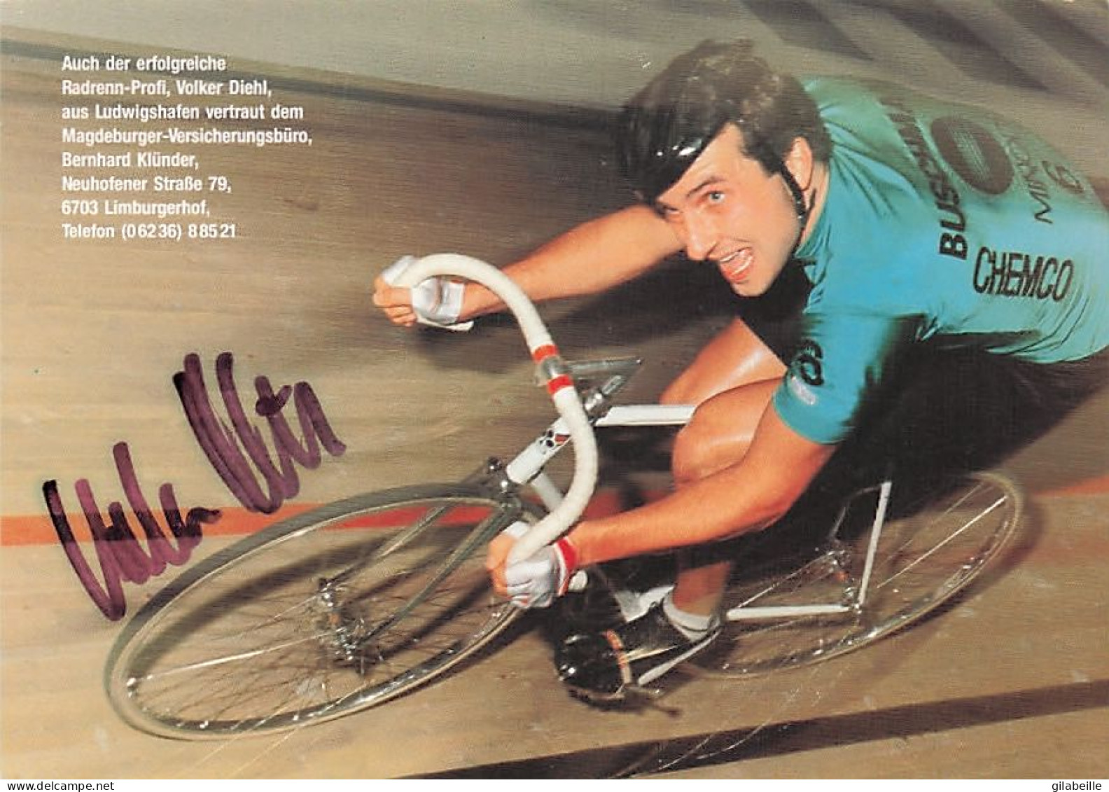 Vélo Coureur Cycliste Allemand Volker Diehl  -   Cycling - Cyclisme - Ciclismo - Wielrennen -SIgnée  - Cyclisme