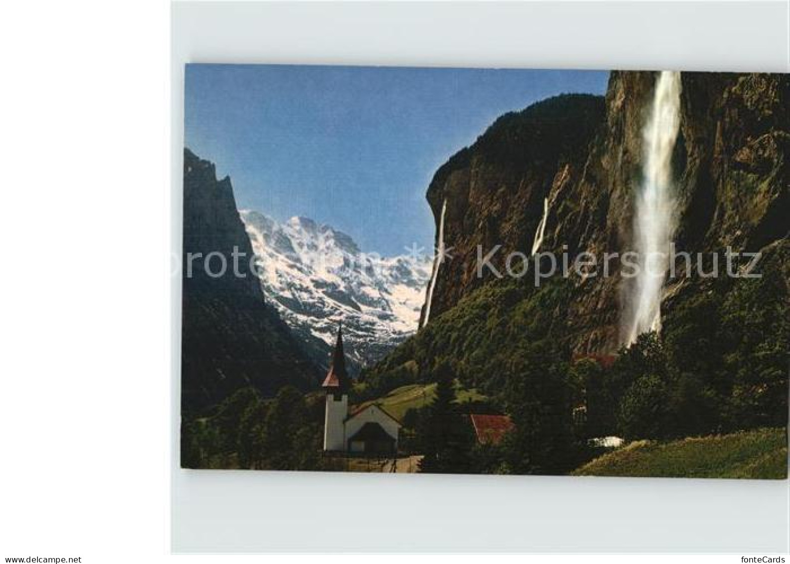 12412514 Lauterbrunnen BE Kirche Staubbach Wasserfall Grosshorn Alpen Lauterbrun - Autres & Non Classés