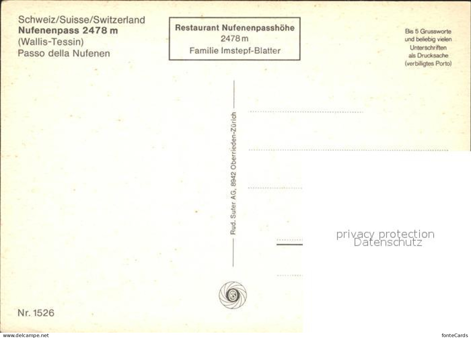 12411612 Nufenenpassstrasse Mit Restaurant Nufenenpasshoehe Nufenenpassstrasse - Andere & Zonder Classificatie