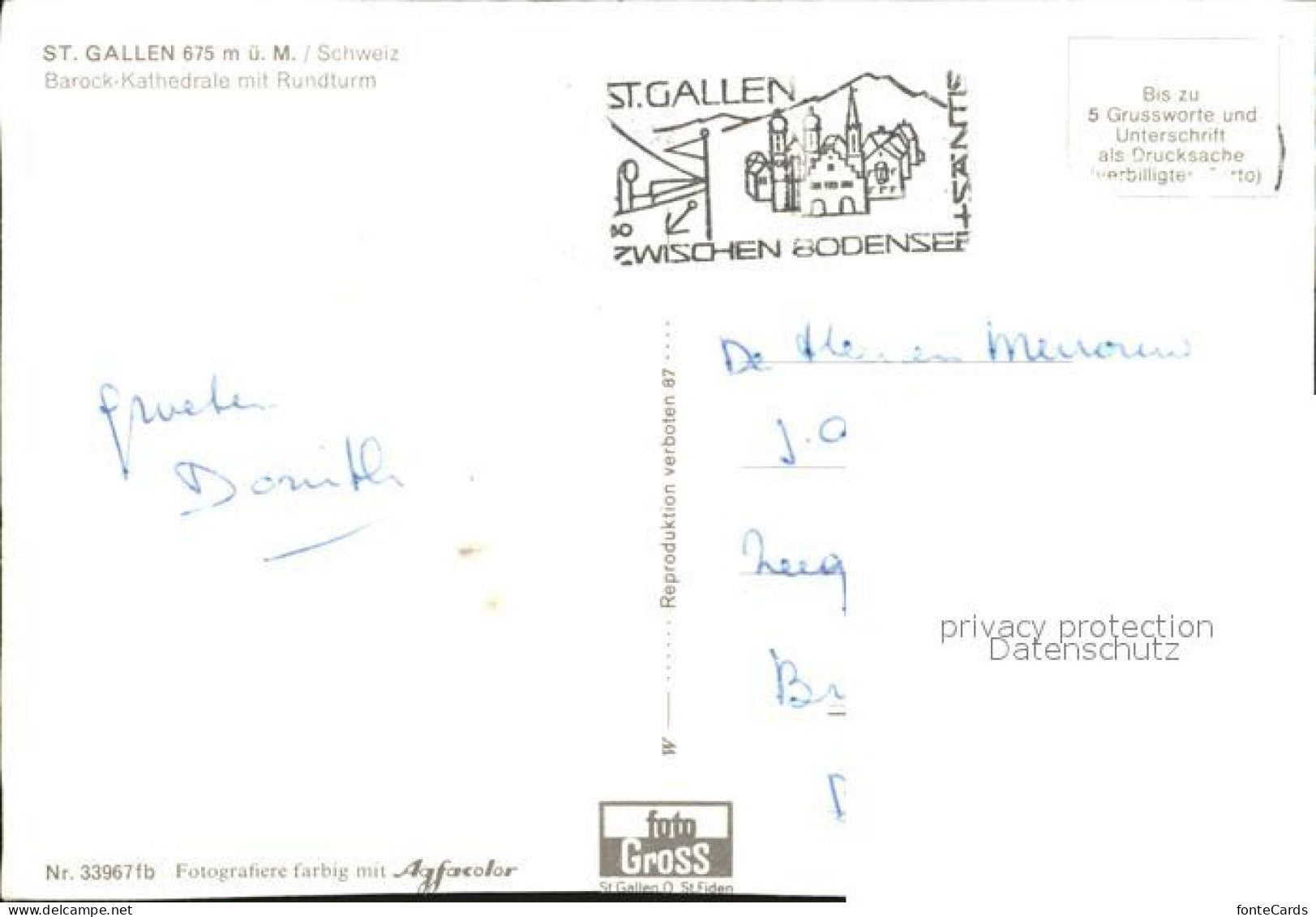 12409691 St Gallen SG Barock-Kathedrale Mit Rundturm St. Gallen - Autres & Non Classés