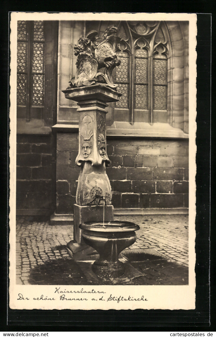 AK Kaiserslautern, Der Schöne Brunnen A.d. Stiftskirche  - Kaiserslautern