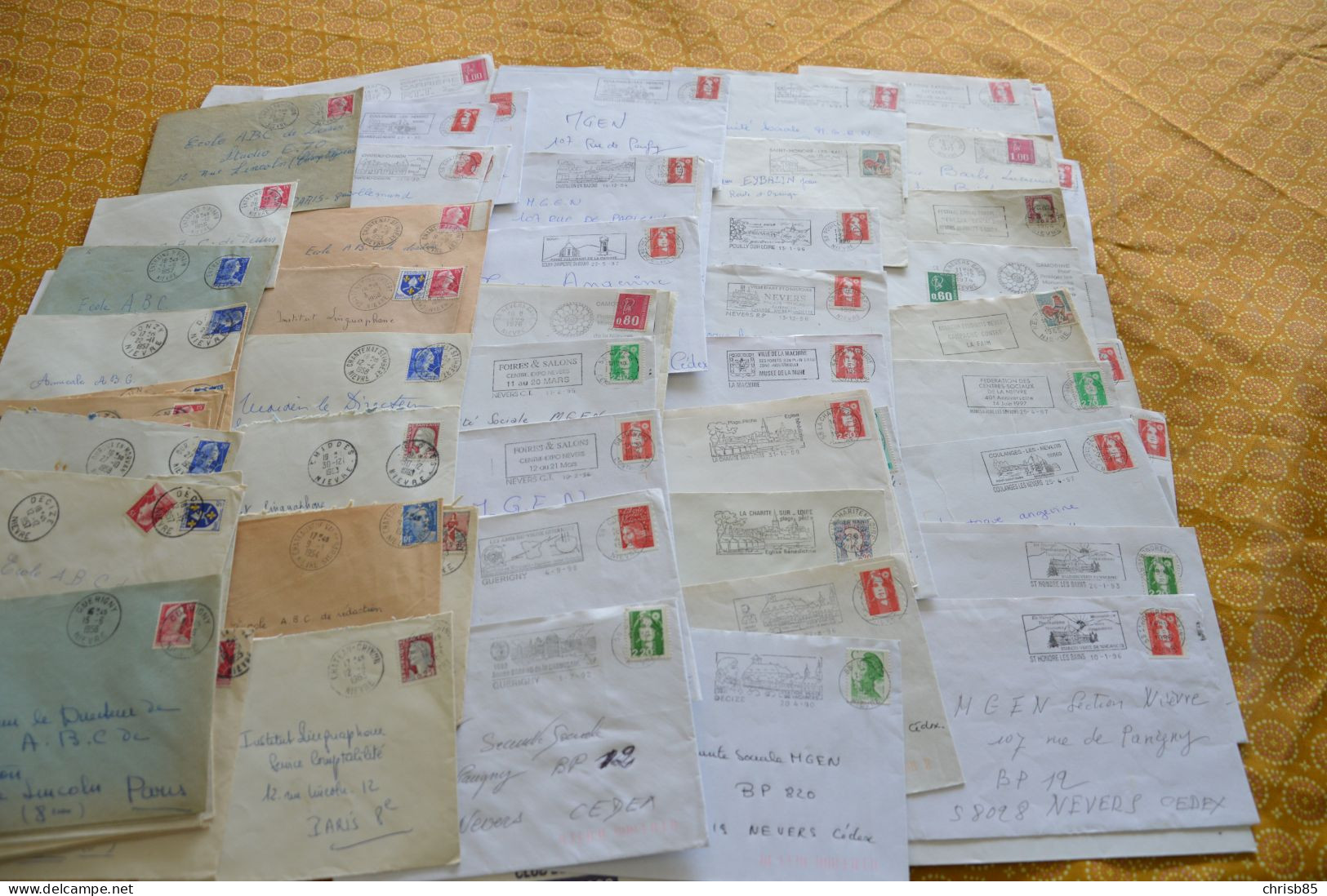 Lot Années 1950 1990 Oblitérations Département De La  NIEVRE 58 Environ 500 Enveloppes Entières - Manual Postmarks