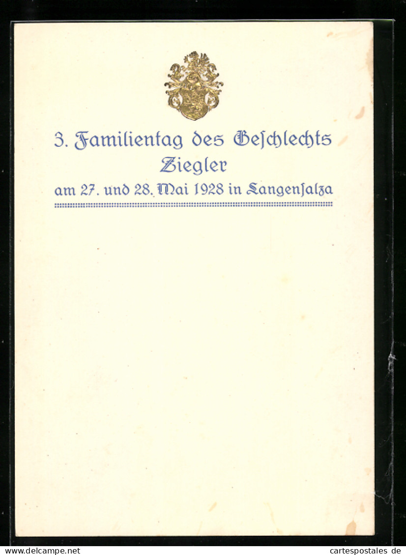 Präge-AK Langensalza, 3. Familientag Des Geschlechts Ziegler 1928, Wappen  - Bad Langensalza