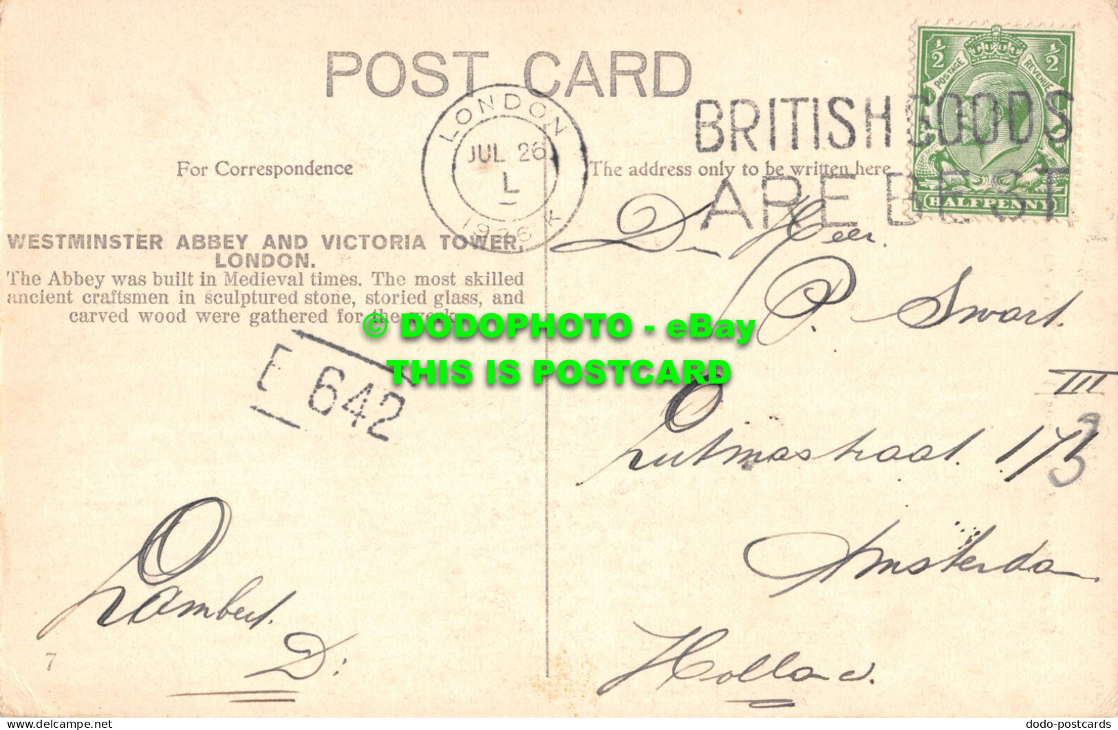 R546303 London. Westminster Abbey And Victoria Tower. 1926 - Other & Unclassified