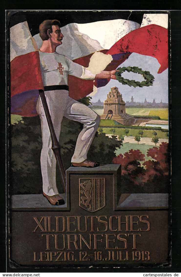 Künstler-AK Leipzig, 12. Deutsches Turnfest 1913, Turner Auf Dem Siegespodest  - Altri & Non Classificati