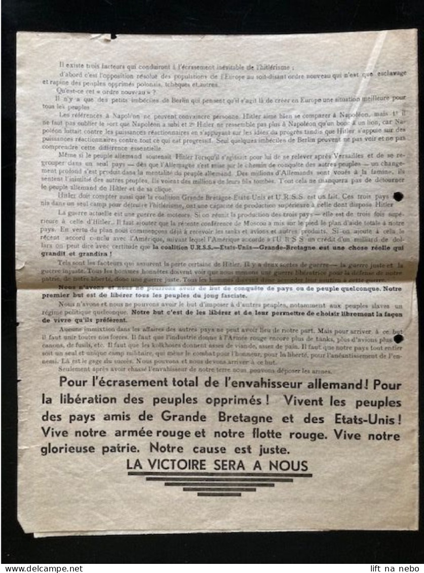 Tract Presse Clandestine Résistance Belge WWII WW2 'Le Discours De Staline' Camarades, 24 Années Se Sont... 4 Pages - Documenti