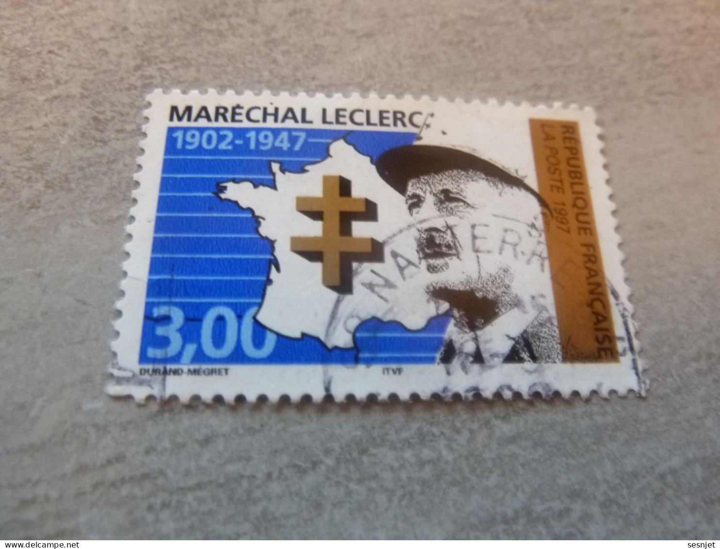 Général Leclerc (1902-1947) Maréchal - 3f. - Yt 3126 - Vert, Noir Et Bleu - Oblitéré - Année 1997 - - Gebraucht
