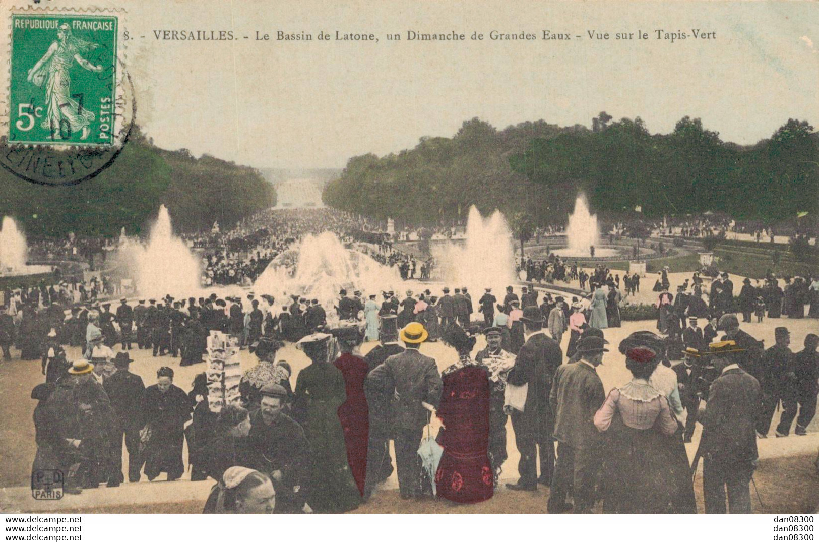 78 VERSAILLES LE BASSIN DE LATONE UN DIMANCHE DE GRANDES EAUX VUE SUR LE TAPIS VERT - Versailles (Castello)
