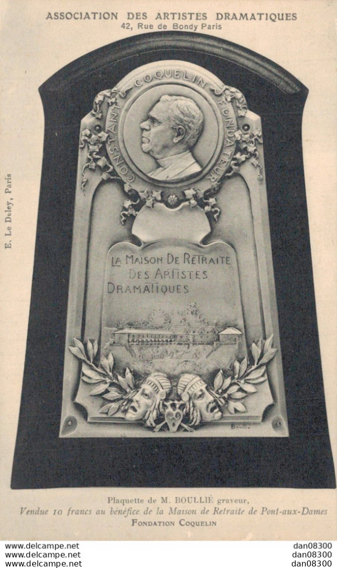 77 ASSOCIATION DES ARTISTES DRAMATIQUES PLAQUETTE DE MR BOULLIE VENDUE 10 FRANCS AU BENEFICE DE LA MAISON DE RETRAITE - Autres & Non Classés