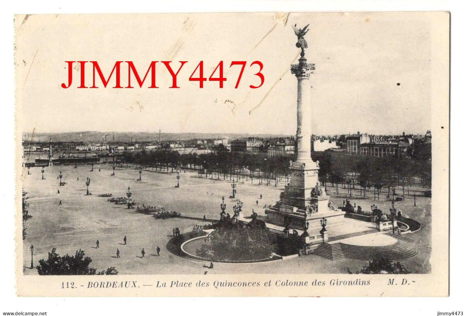 CPA - BORDEAUX En 1940 - La Place Des Quinconces Et Colonne Des Girondins - N° 112 - Phot. Marvel Delboy - Bordeaux
