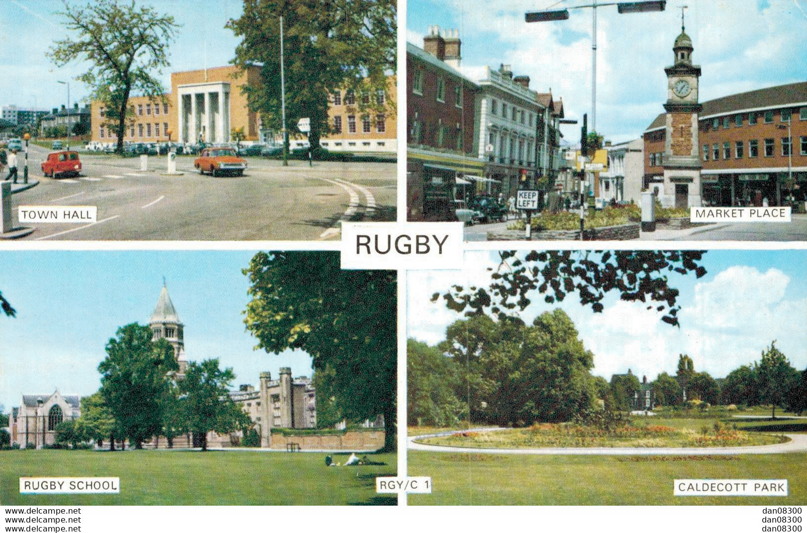 ANGLETERRE RUGBY TOWN HALL MARKET PLACE RUGBY SCHOOL CALDECOTT PARK CPSM - Sonstige & Ohne Zuordnung
