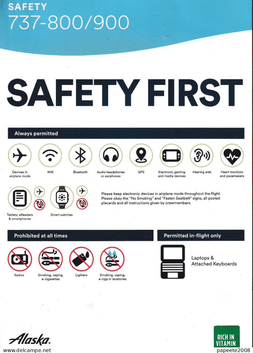 Alaska Airlines / 737-800 /900 De 20232020 / Consignes De Sécurité / Safety Card (grand Format) - Veiligheidskaarten