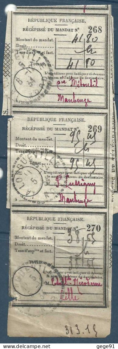 Cachet Manuel De La Longueville Sur Récépissé De Mandat - 1934 - Handstempel