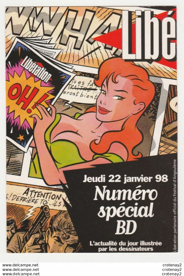 Carte PUB Libé Journal LIBERATION Numéro Spécial BD Festival D'Angoulême Du Jeudi 22/01/98 Walter Minus Pour Libé 97 - Publicidad