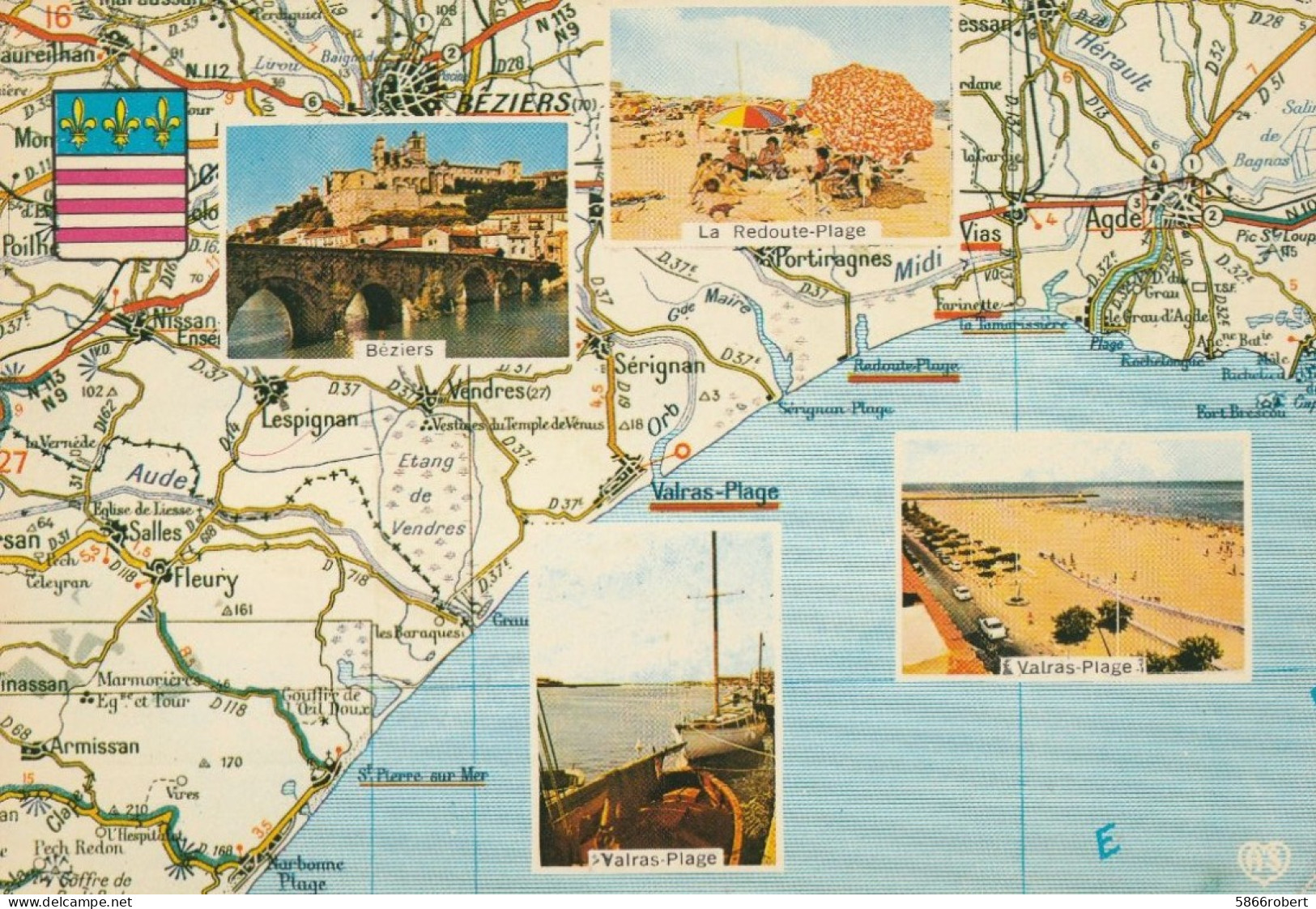 CARTE POSTAL ORIGINALE 10CM/15CM  COULEUR : BEZIERS ET SES PLAGES HERAULT (34) - Beziers