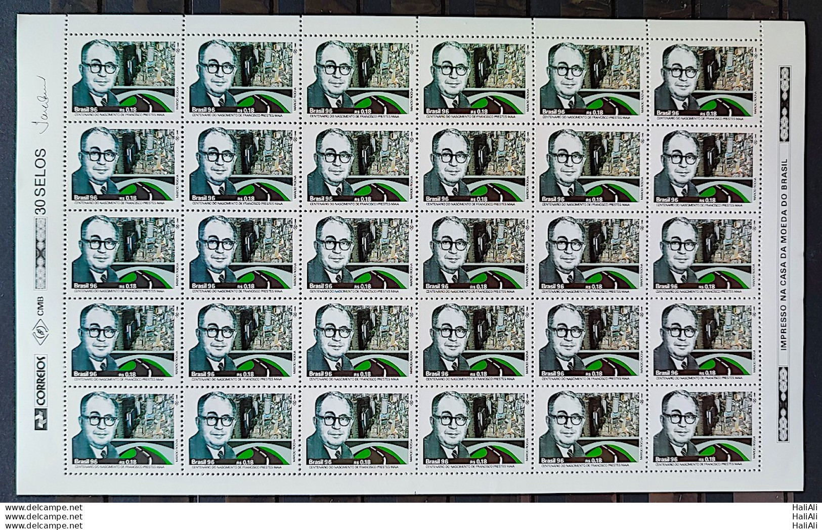 C 1986 Brazil Stamp Francisco Prestes Maia 1996 Sheet - Unused Stamps