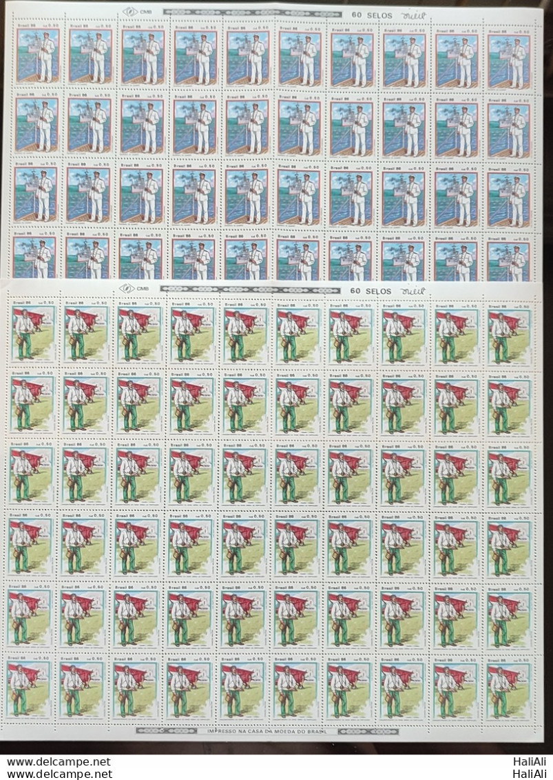 C 1539 Brazil Stamp Costumes And Uniforms Of Marine Aeronautics Ship Airplane 1986 Sheet Complete Series.jpg - Unused Stamps
