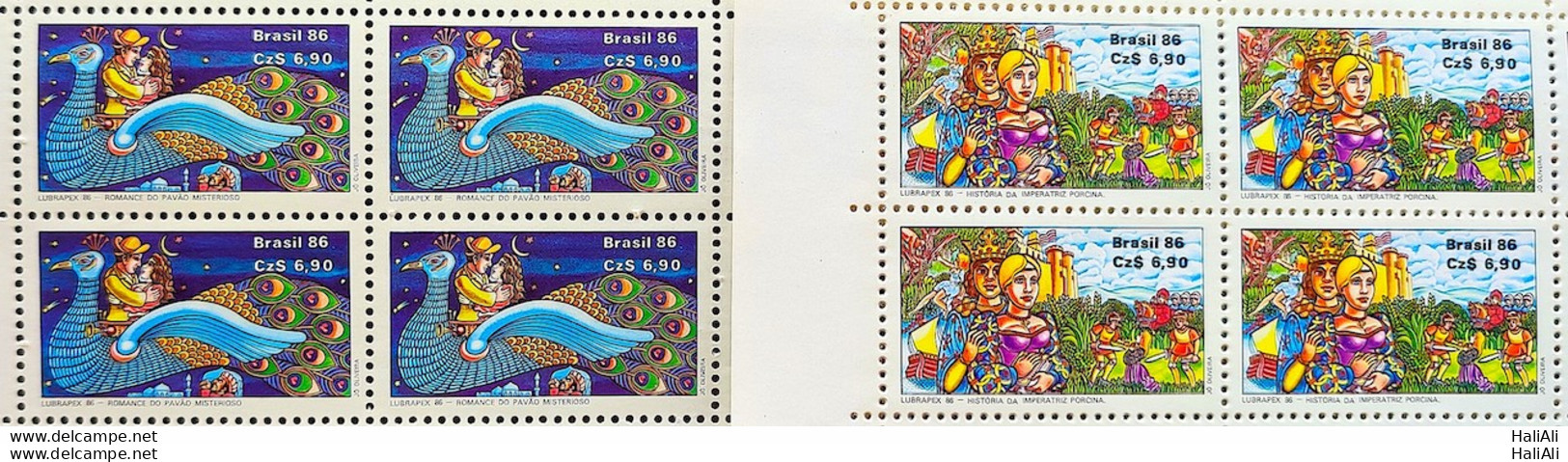 C 1534 Brazil Stamp Lubrapex Philately Postal Service 1986 Block Of 4 Complete Series - Neufs