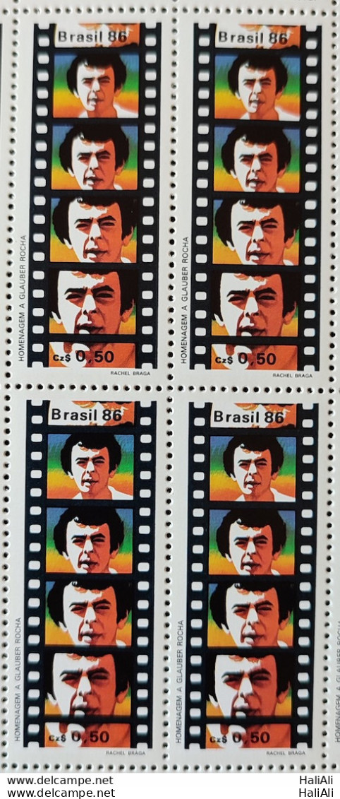 C 1533 Brazil Stamp Glauber Rocha Cinema Movie Art 1986 Block Of 4.jpg - Unused Stamps