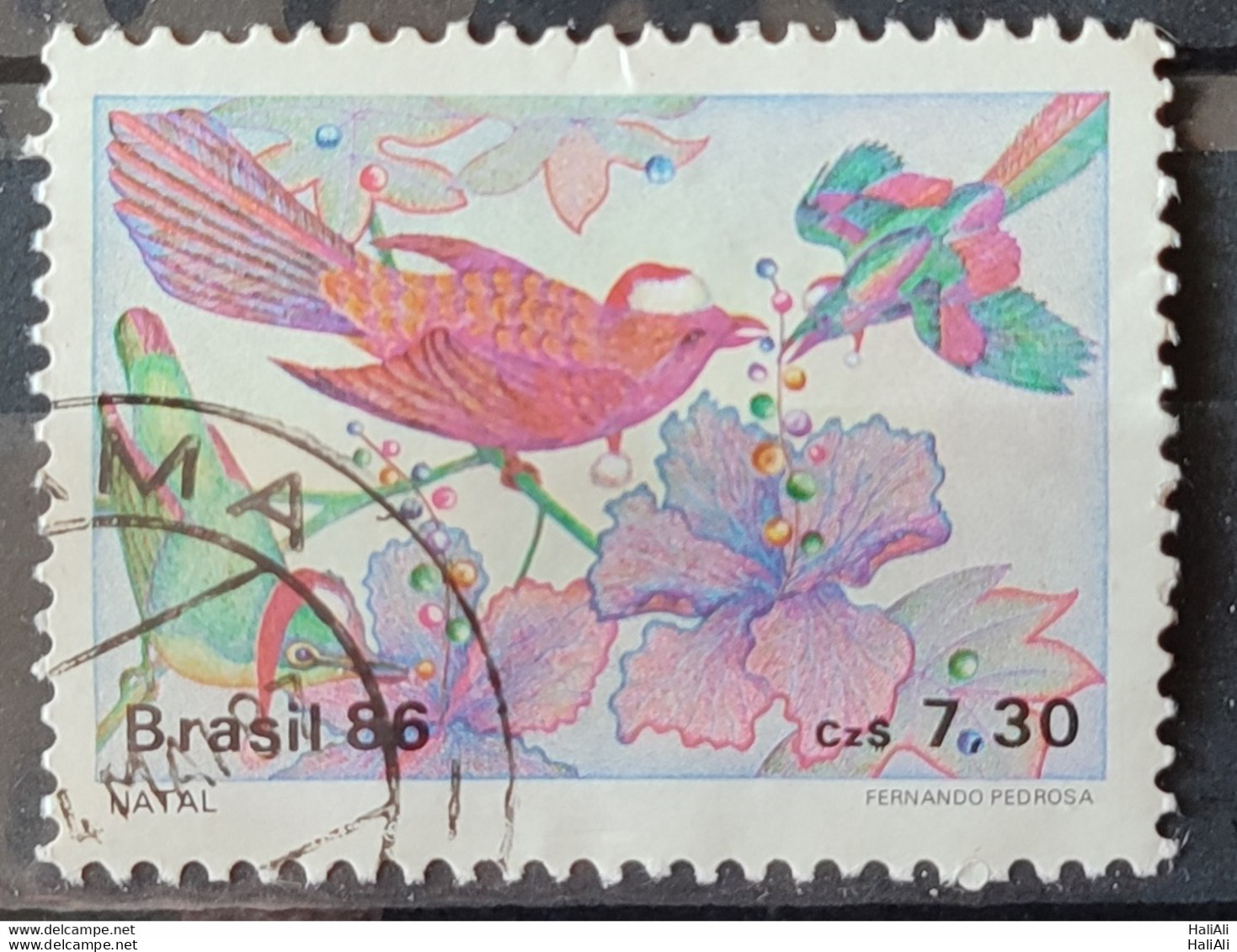 C 1532 Brazil Stamp Christmas Religion Birds 1986 Circulated 5.jpg - Oblitérés