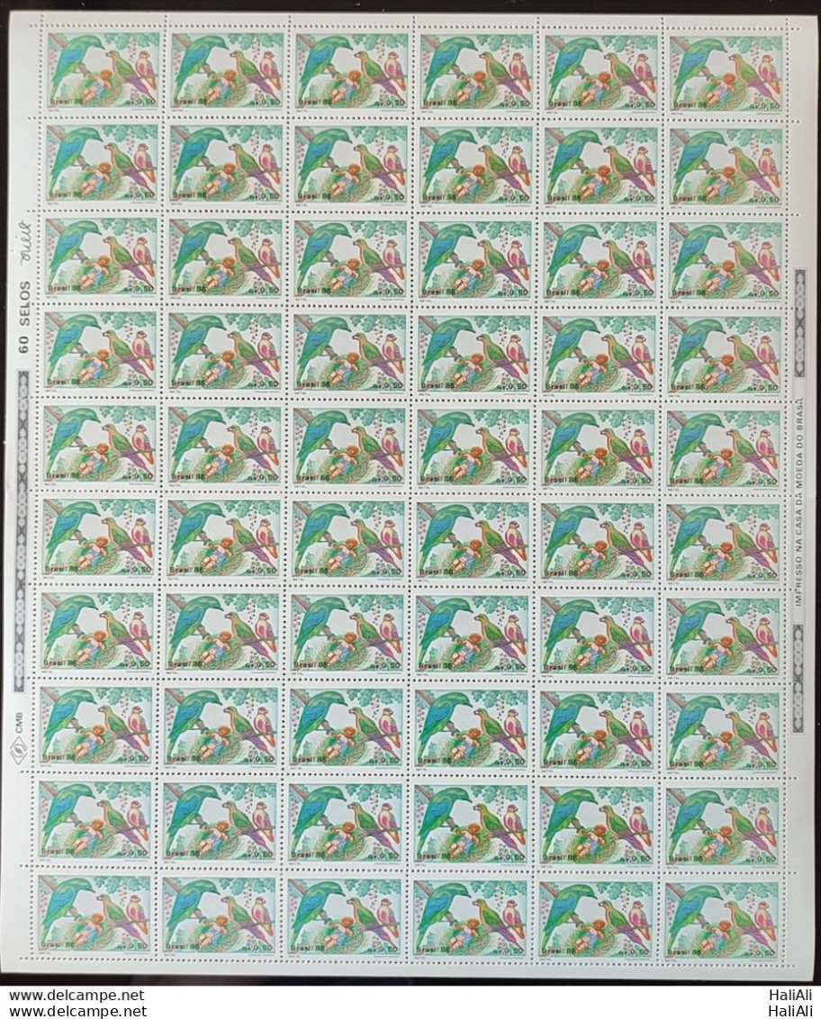 C 1530 Brazil Stamp Christmas Religion Birds 1986 Sheet.jpg - Neufs