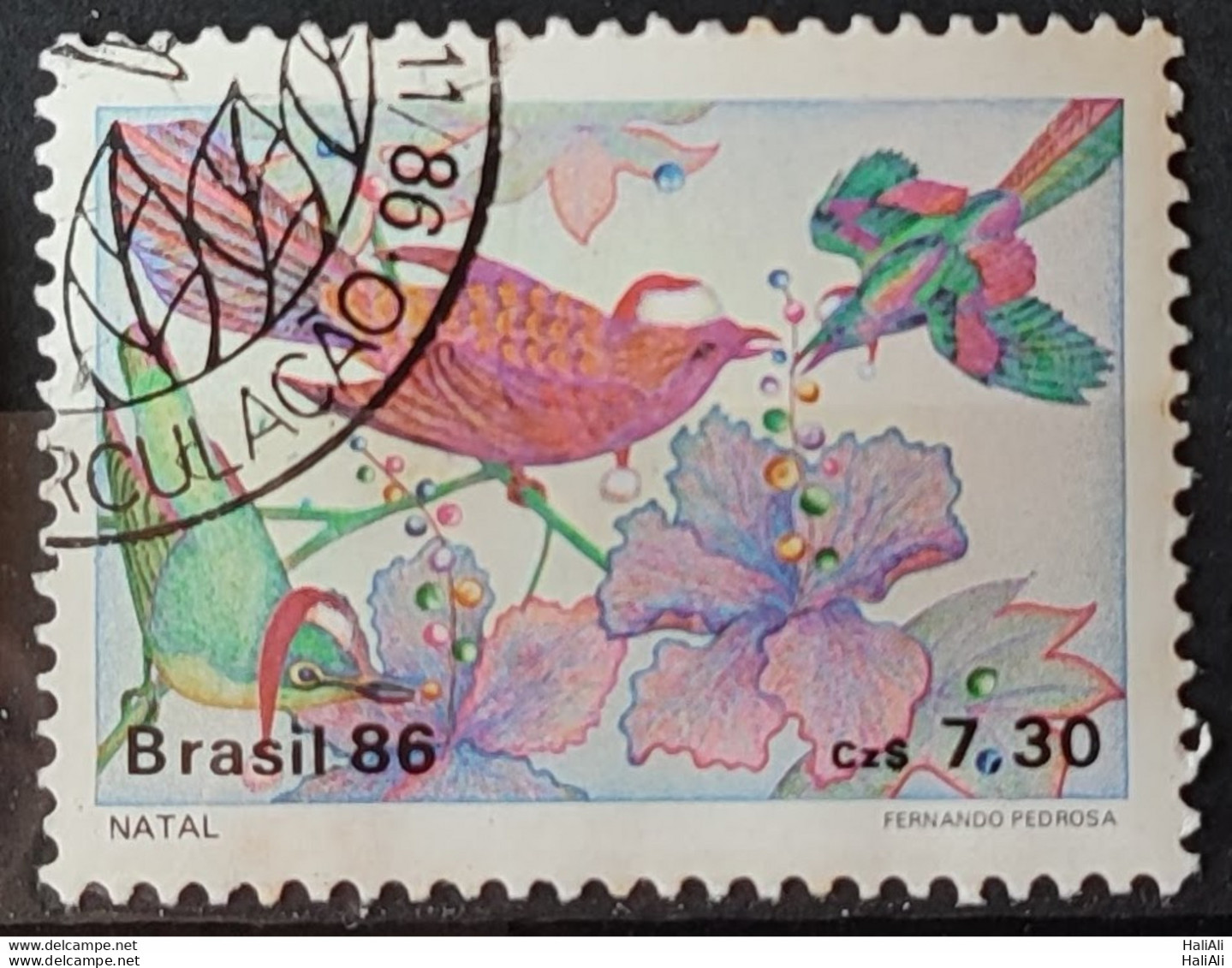 C 1532 Brazil Stamp Christmas Religion Birds 1986 Circulated 1.jpg - Gebraucht