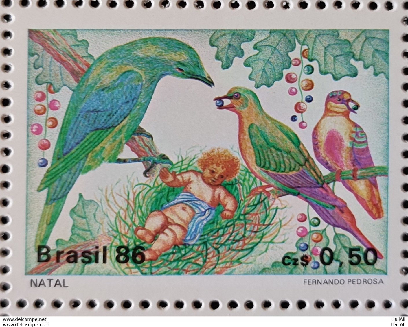 C 1530 Brazil Stamp Christmas Religion Birds 1986 2.jpg - Unused Stamps