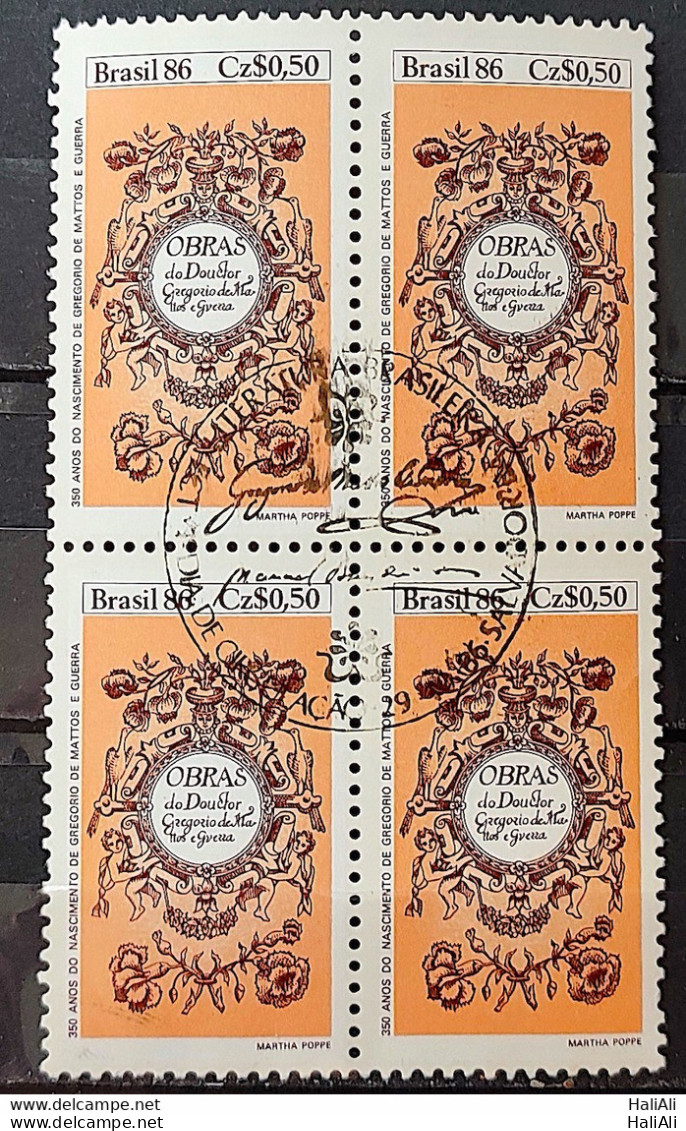 C 1527 Brazil Stamp Book Day Literature Gregorio De Mattos Guerra 1986 Block Of 4 CBC BA - Unused Stamps