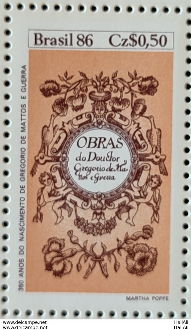 C 1527 Brazil Stamp Book Day Literature Gregorio De Mattos Guerra 1986.jpg - Unused Stamps
