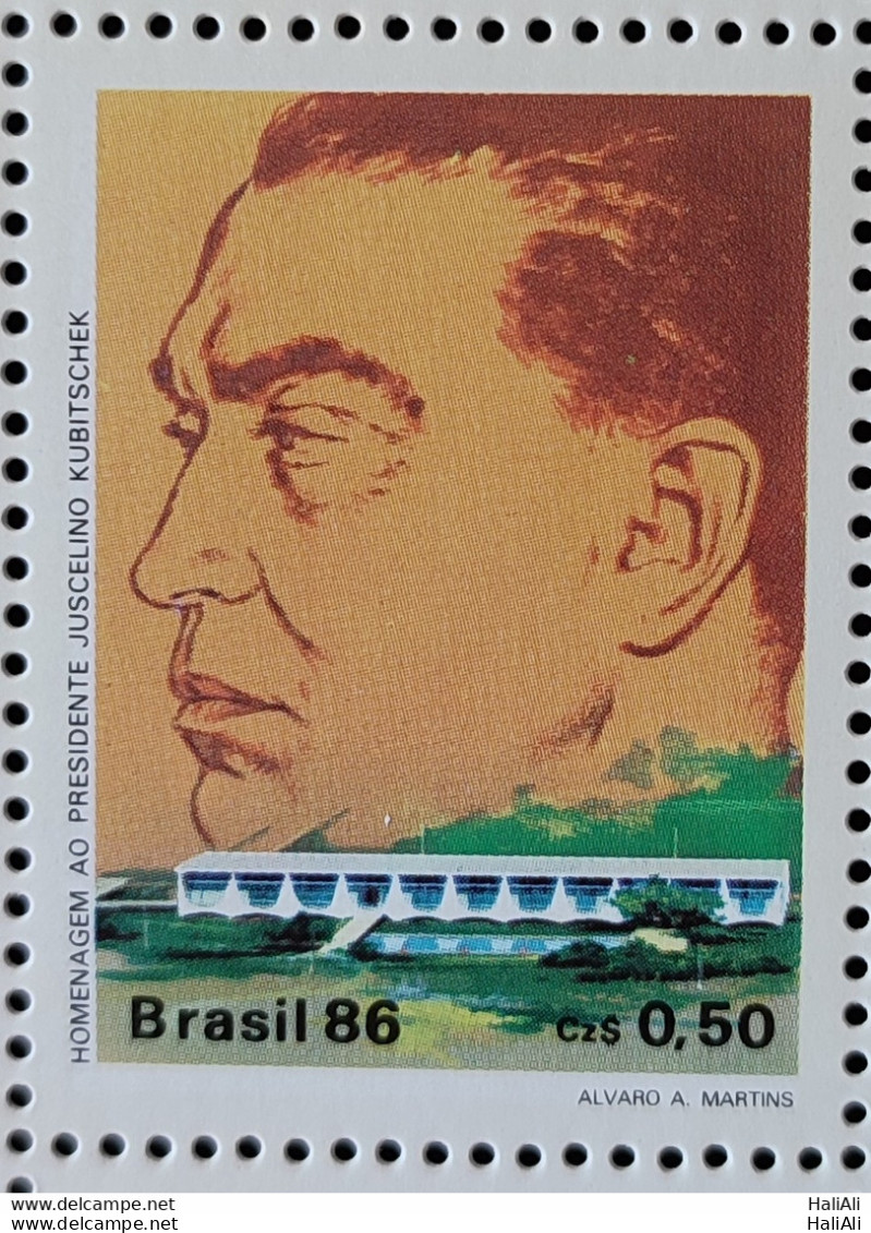 C 1518 Brazil Stamp President Juscelino Kubitschek Brasilia 1986.jpg - Ongebruikt