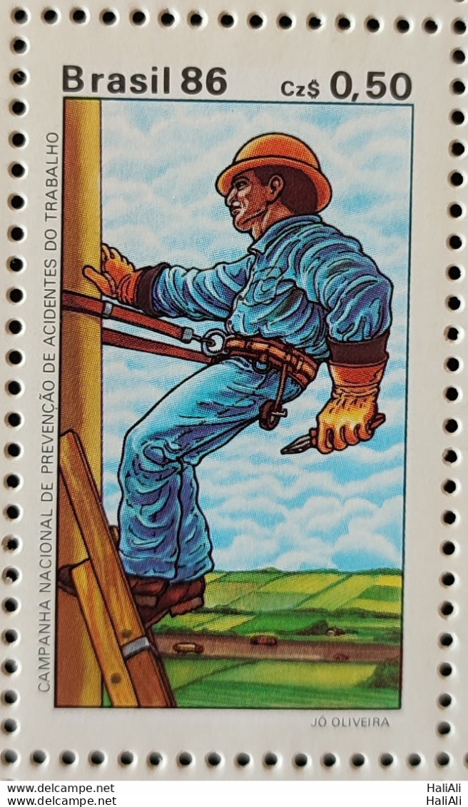 C 1516 Brazil Stamp Prevention Of Work Accidents Health Safety 1986.jpg - Unused Stamps