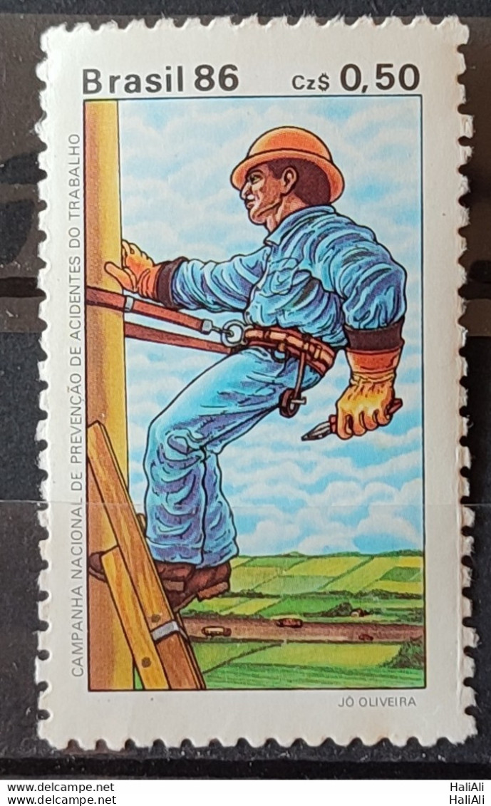 C 1516 Brazil Stamp Prevention Of Work Accidents Health Safety 1986 2.jpg - Nuevos