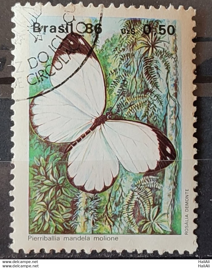 C 1513 Brazil Stamp Butterfly Insects 1986 Circulated 1.jpg - Usados