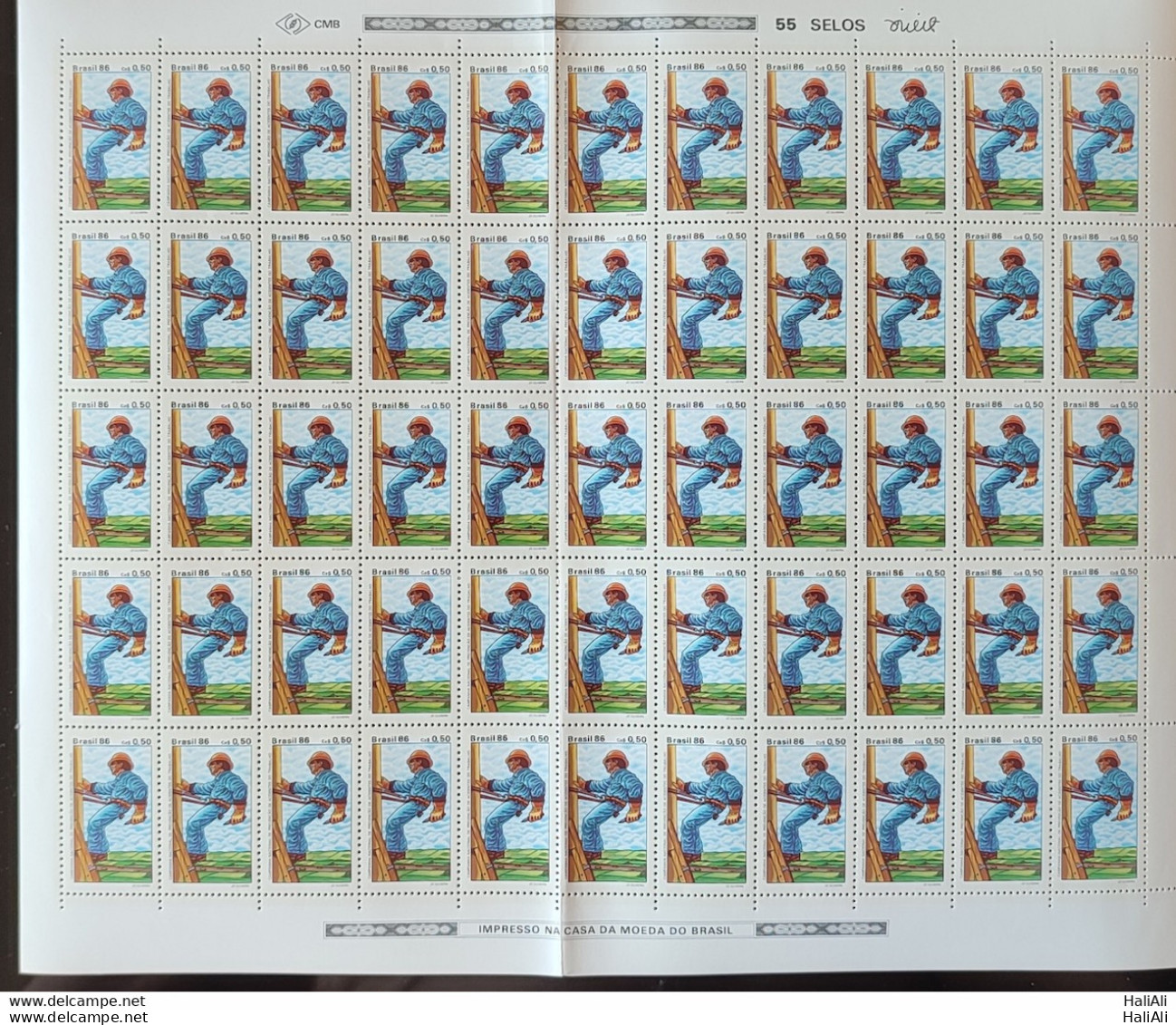 C 1516 Brazil Stamp Prevention Of Work Accidents Health Safety 1986 Sheet.jpg - Ongebruikt