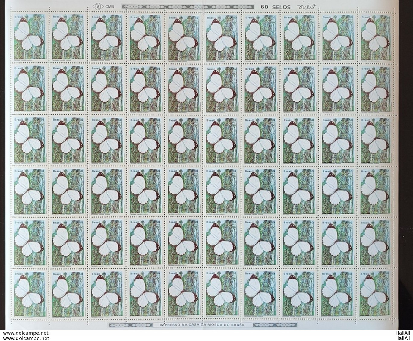 C 1513 Brazil Stamp Butterfly Insects 1986 Sheet.jpg - Ongebruikt