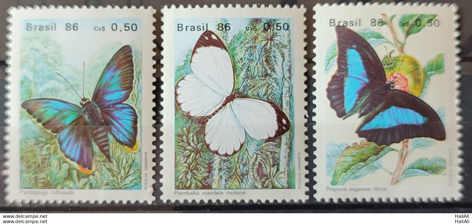 C 1512 Brazil Stamp Butterfly Insects 1986 Complete Series 2.jpg - Unused Stamps