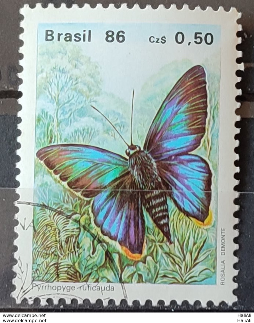 C 1512 Brazil Stamp Butterfly Insects 1986 Circulated 1.jpg - Used Stamps