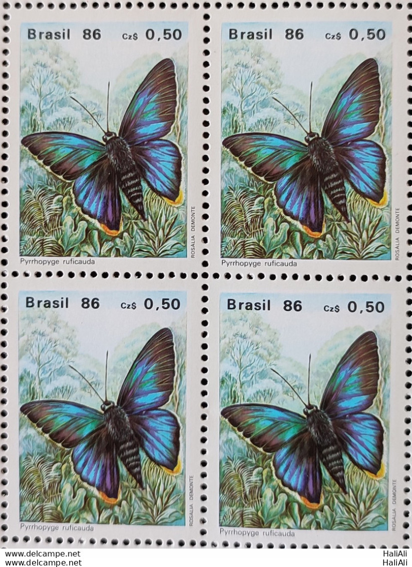 C 1512 Brazil Stamp Butterfly Insects 1986 Block Of 4.jpg - Ungebraucht