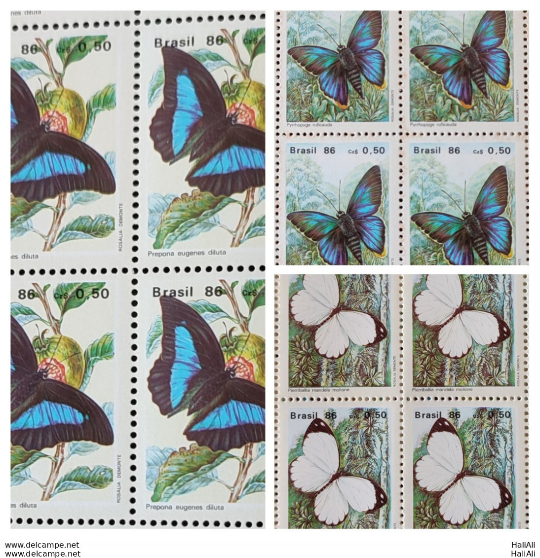 C 1512 Brazil Stamp Butterfly Insects 1986 Block Of 4 Complete Series.jpg - Nuevos