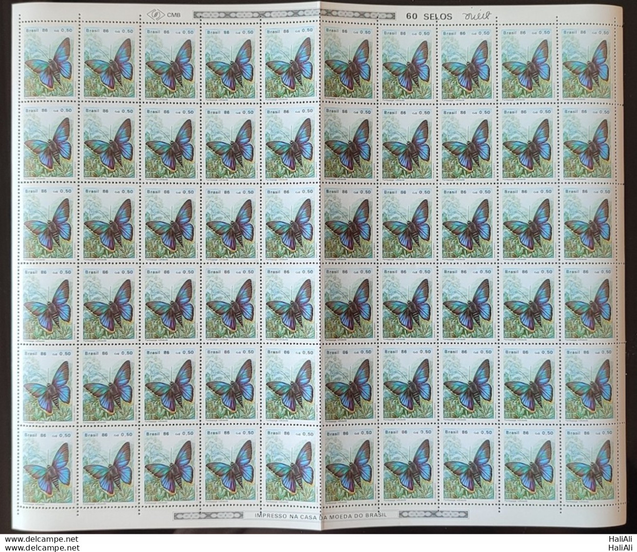 C 1512 Brazil Stamp Butterfly Insects 1986 Sheet.jpg - Nuovi