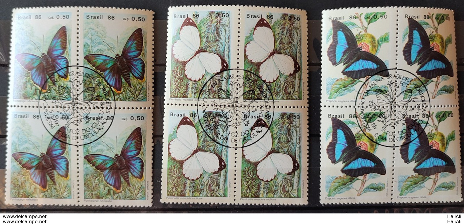 C 1512 Brazil Stamp Butterfly Insects 1986 Block Of 4 CBC PR Complete Series 2.jpg - Unused Stamps