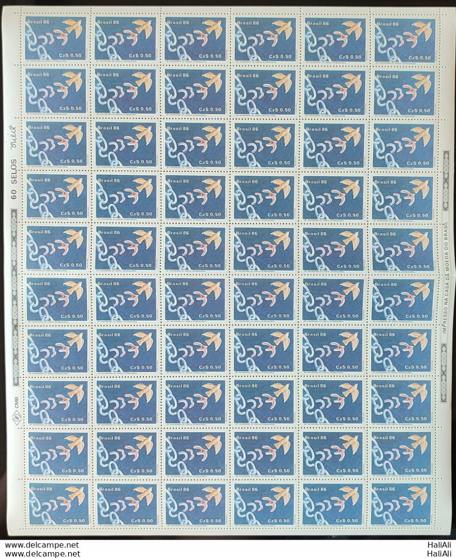 C 1511 Brazil Stamp 25 Years Of International Amnesty Law 1986 Sheet.jpg - Ungebraucht