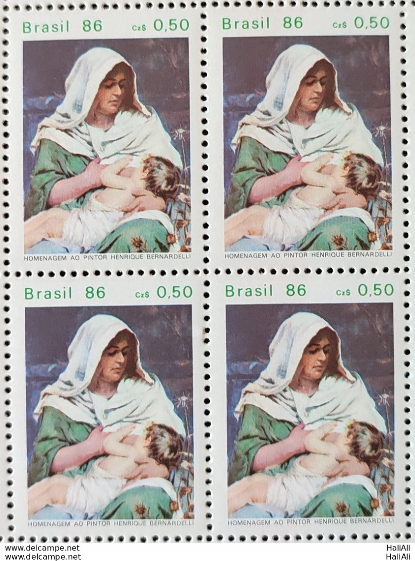 C 1510 Brazil Stamp Painter Henrique Bernardelli Art 1986 Block Of 4.jpg - Unused Stamps