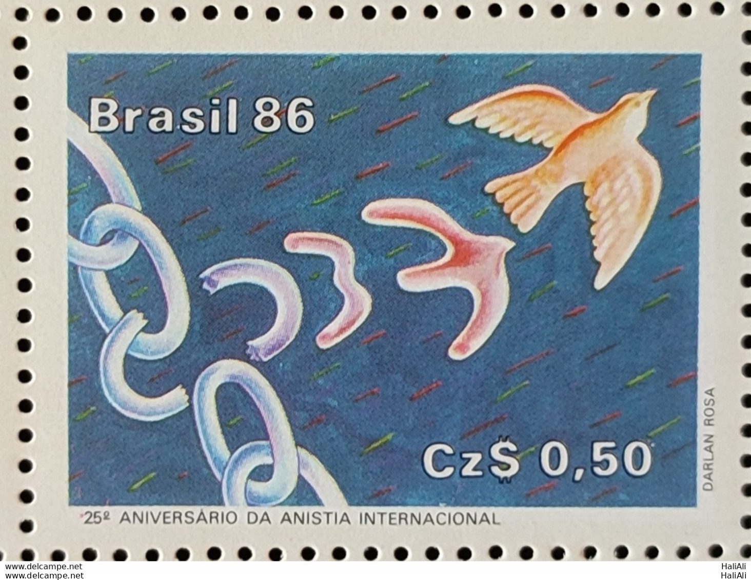 C 1511 Brazil Stamp 25 Years Of International Amnesty Law 1986.jpg - Unused Stamps