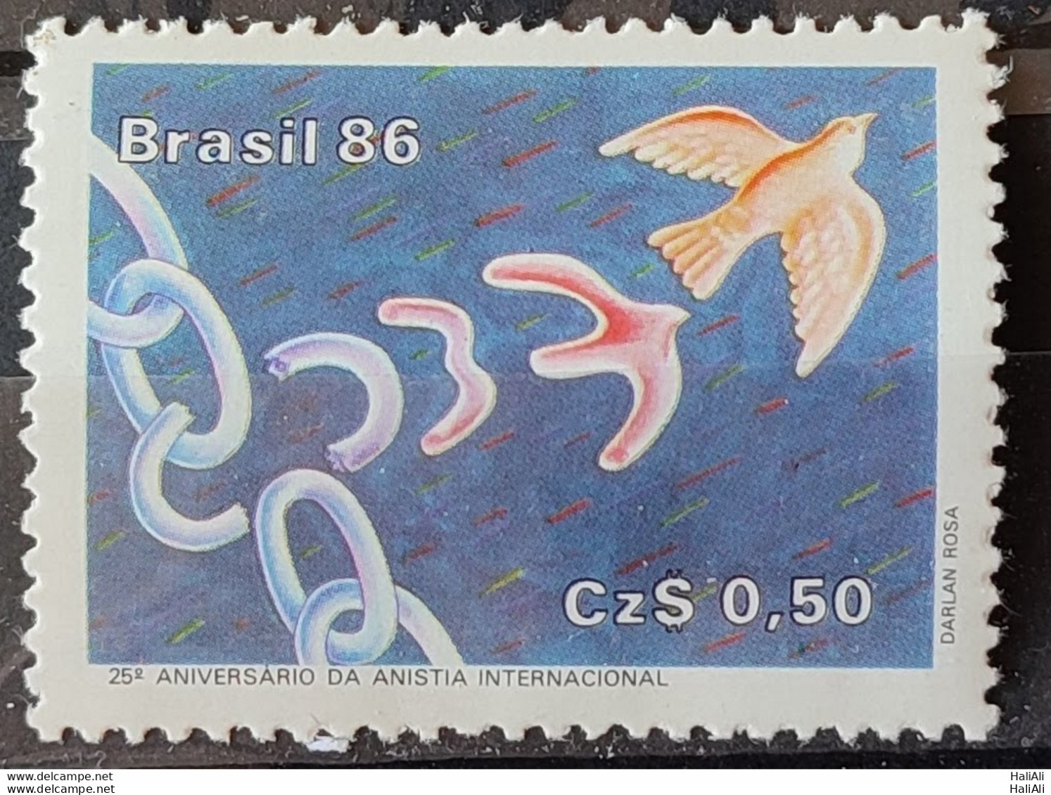 C 1511 Brazil Stamp 25 Years Of International Amnesty Law 1986 1.jpg - Nuevos