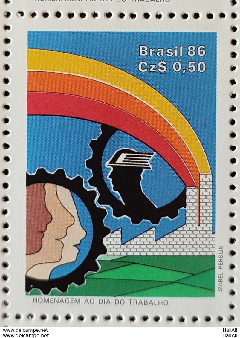 C 1509 Brazil Stamp Work Day Economy 1986 1.jpg - Nuevos